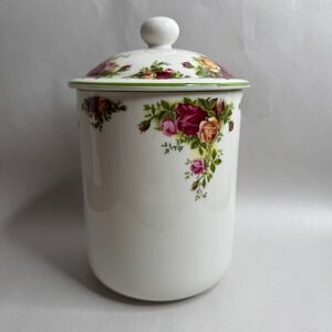 Royal Albert Old Country Roses Fine China Canister with Lid 1998 Floral Jar